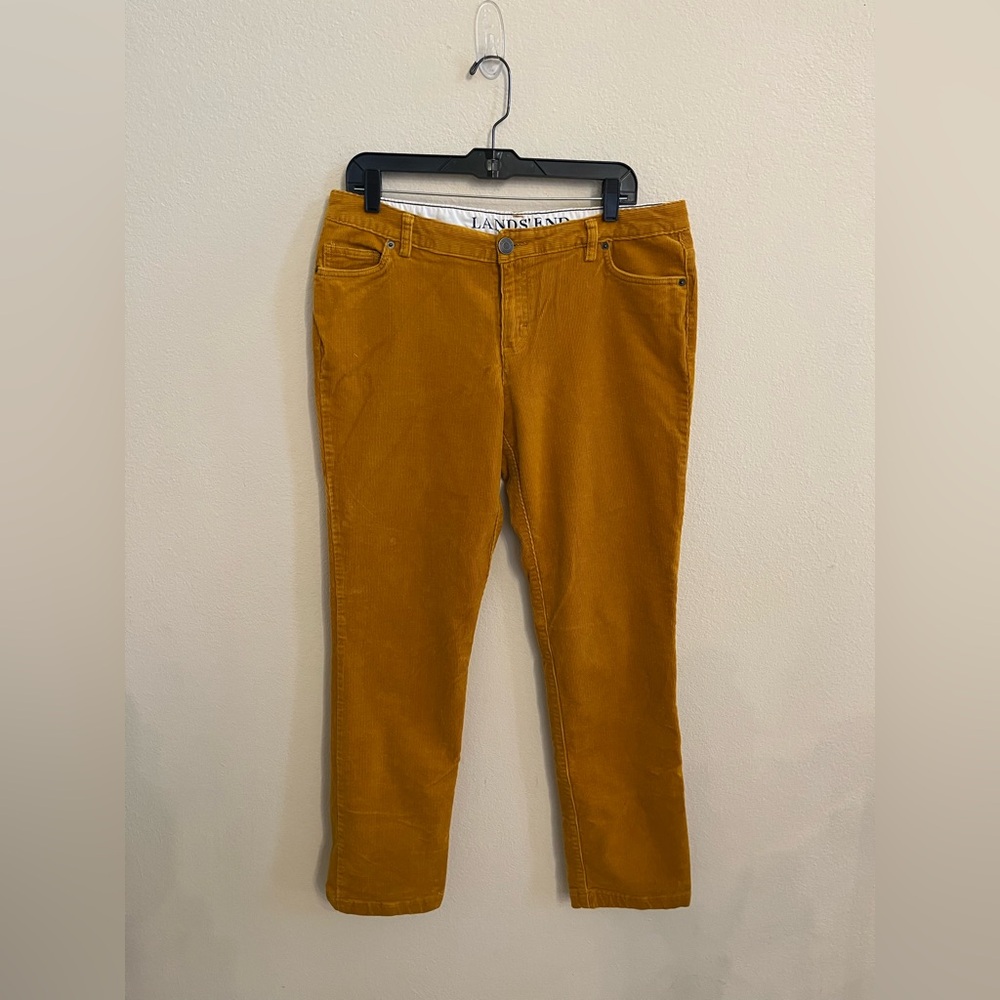 Land’s End Corduroy Stretch Slim Straight Leg Pants in Golden Wheat Size 12